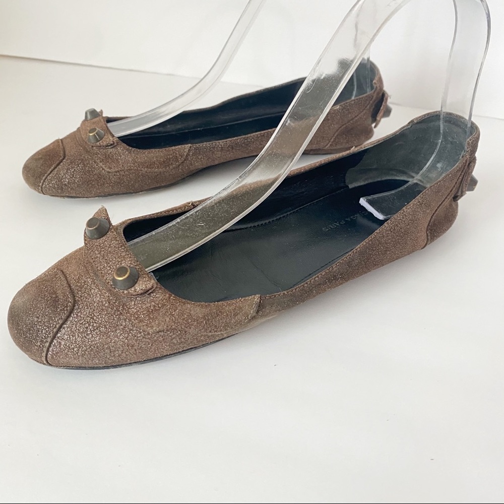 Balenciaga Flats Shoes Size 7 Leather Studded - Picture 2 of 7